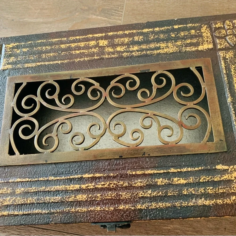 Wooden Jewelry Box with Metal ornaments